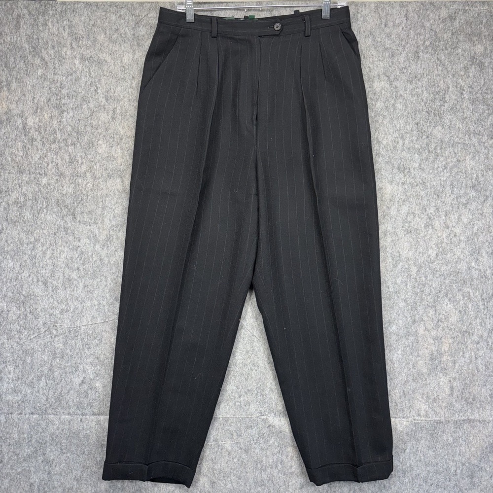 Vintage Lauren Ralph Lauren Wool Trousers Lined Womens 12 30x27‎ Black Pleated